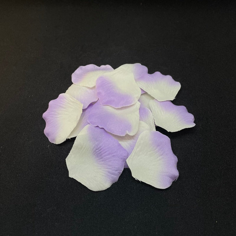 Ivory/Purple Silk Rose Petals, 100 count