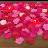 Romance 1000-Valentine Mix of Silk Rose Petals + candles