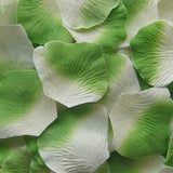 Ivory/Green Silk Rose Petals, 100 petals