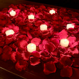 Red Rose Petals + Candles, 1000 Silk Petals