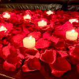 Red Rose Petals + Candles, 1000 Silk Petals