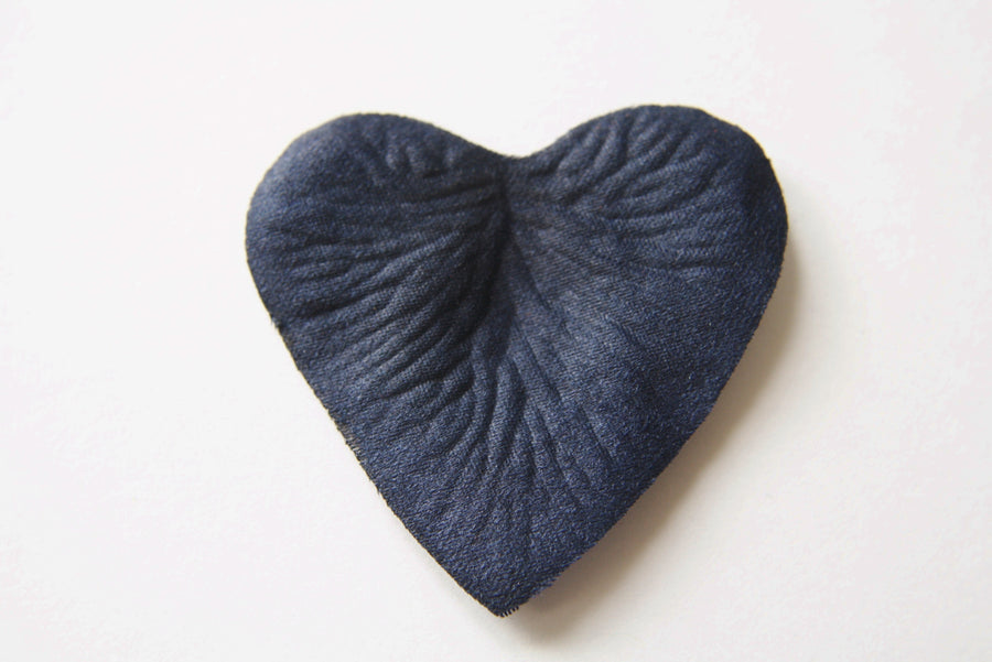 Navy Heart Shaped Silk Rose Petals