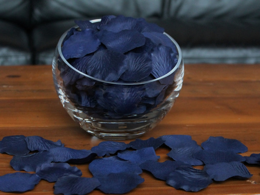 Navy Blue Silk Rose Petals, 100 petals