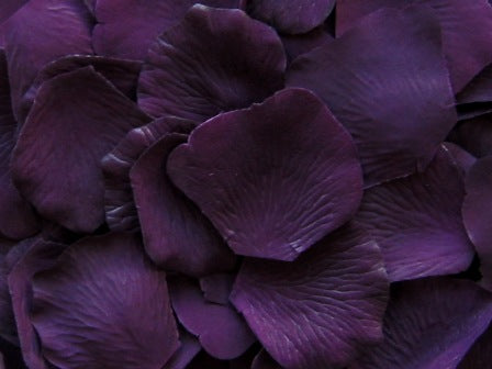 Floating Eggplant Silk Rose Petals, 100 petals